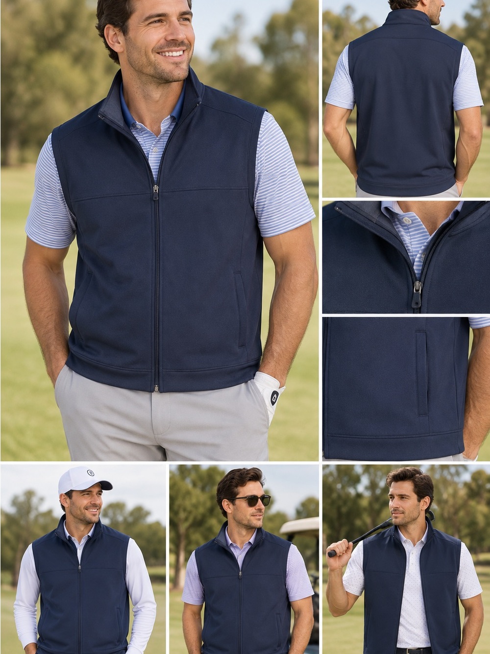 Men's Navy Zip-Front Vest